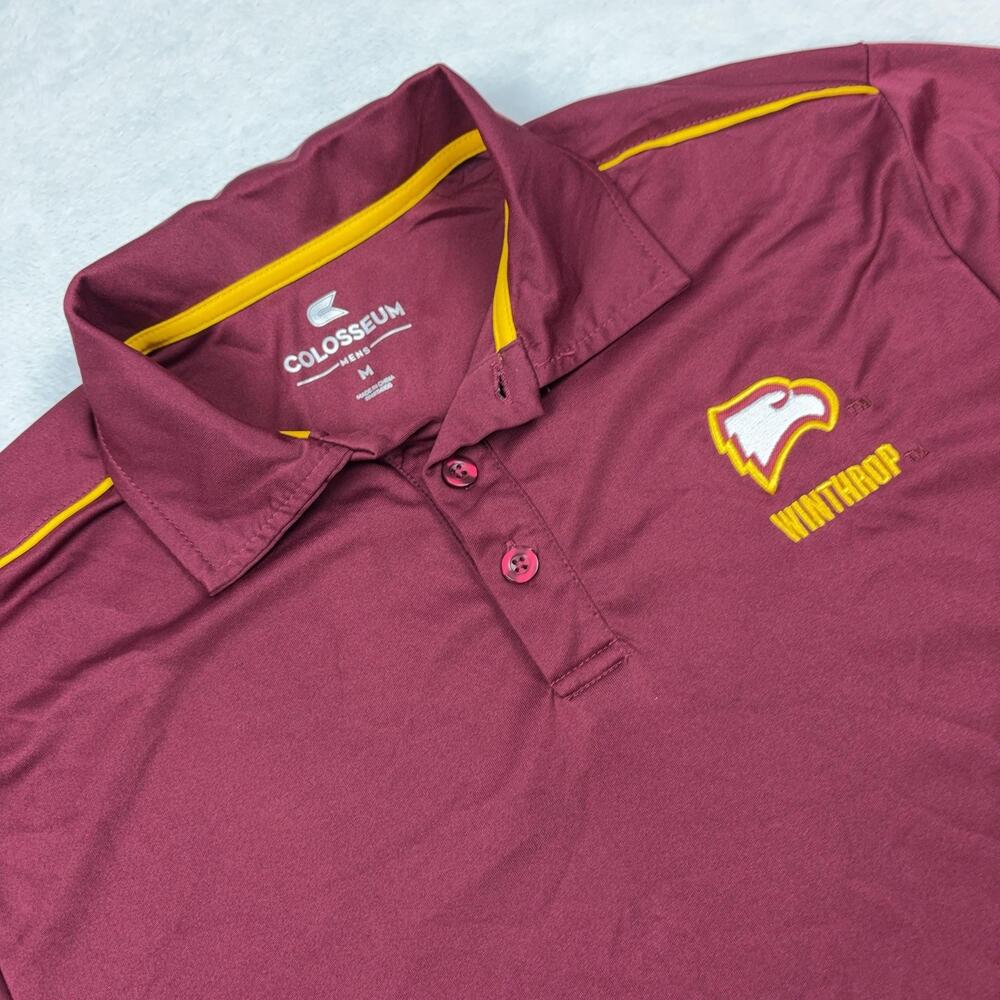 Winthrop Colosseum Polo Shirt Men M Red Embroidered Eagle Athletic Performance